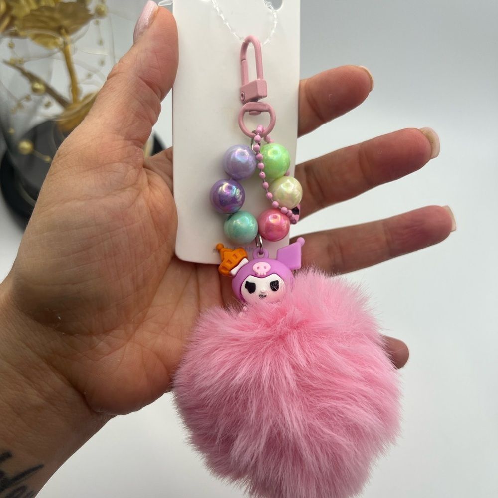 5/$25 Pink Fluffy keychain or bag charm